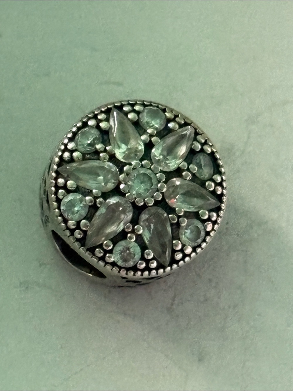 Pandora Silver Floral Charm with czs